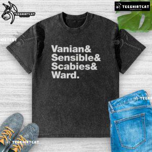 Premium Vanian Sensible Scabies And Ward Washed T-Shirt displayed on a mannequin in a bright, stylish setting.