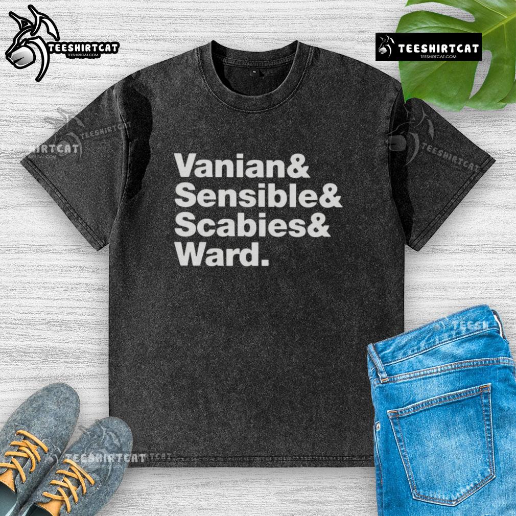 Premium Vanian Sensible Scabies And Ward Washed T-Shirt displayed on a mannequin in a bright, stylish setting.