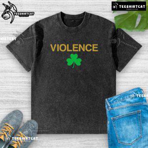 Premium Violence Notre Dame Fighting Irish shamrock washed T-shirt showcasing vibrant design and comfortable fit.