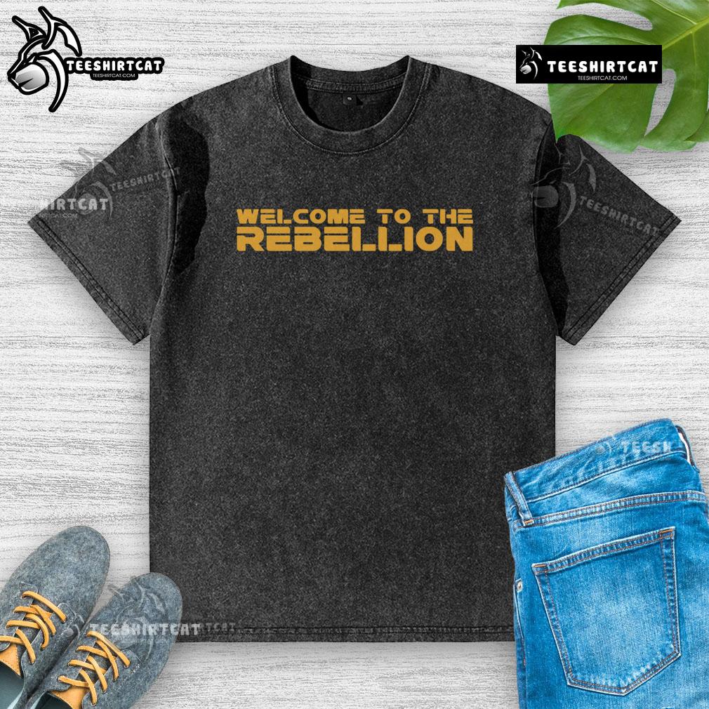 Premium Welcome to the Rebellion washed t-shirt featuring a stylish design, perfect for casual wear and expressing individuality.