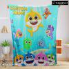 Pretty Baby Shark & Friends Poster Yellow Text Blanket Fleece Customized Blanket