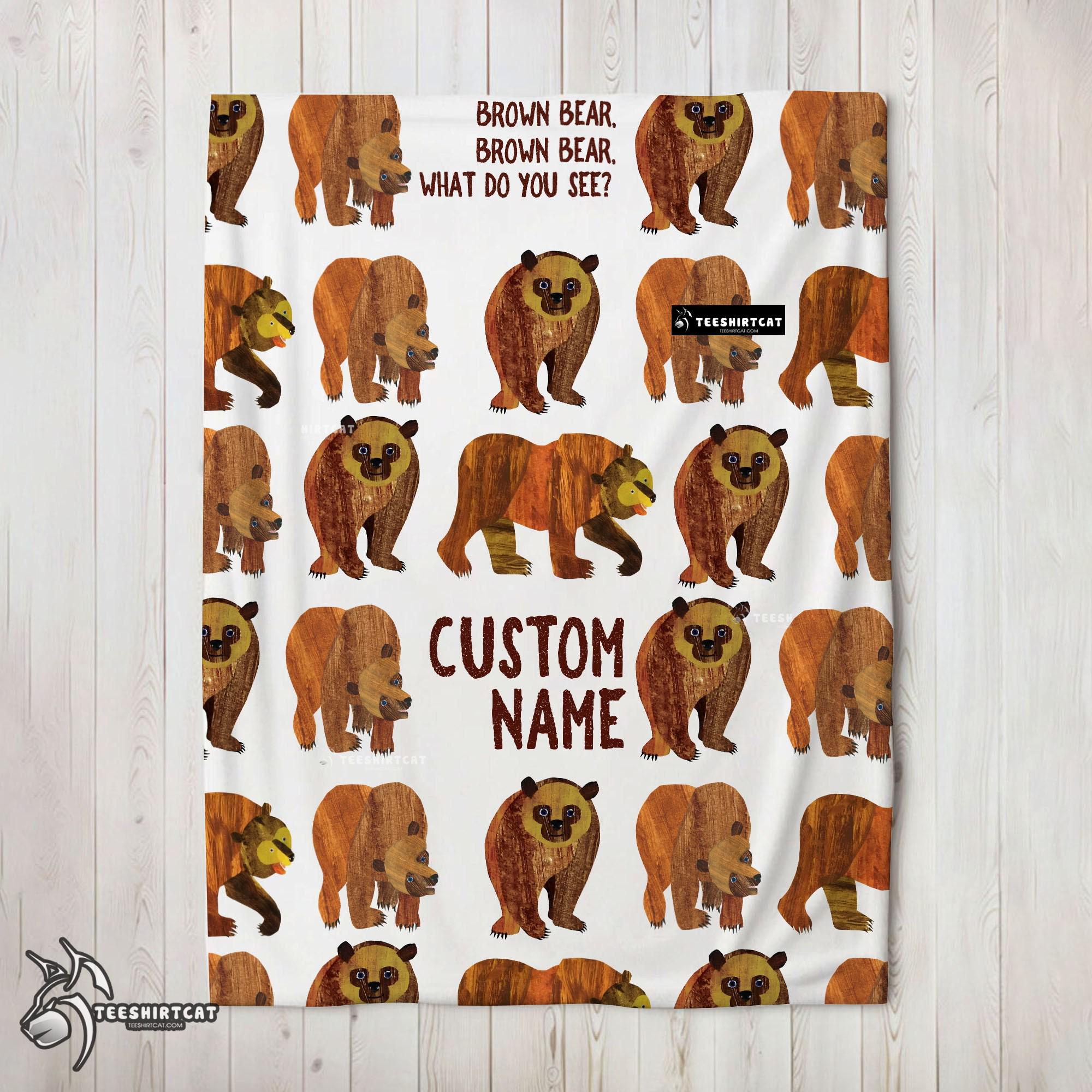 Pretty Brown Bear Brown Bear Blanket Fleece Customized Blanket