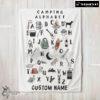 Pretty Camping Equipment Camping Alphabet Blanket Fleece Customized Blanket