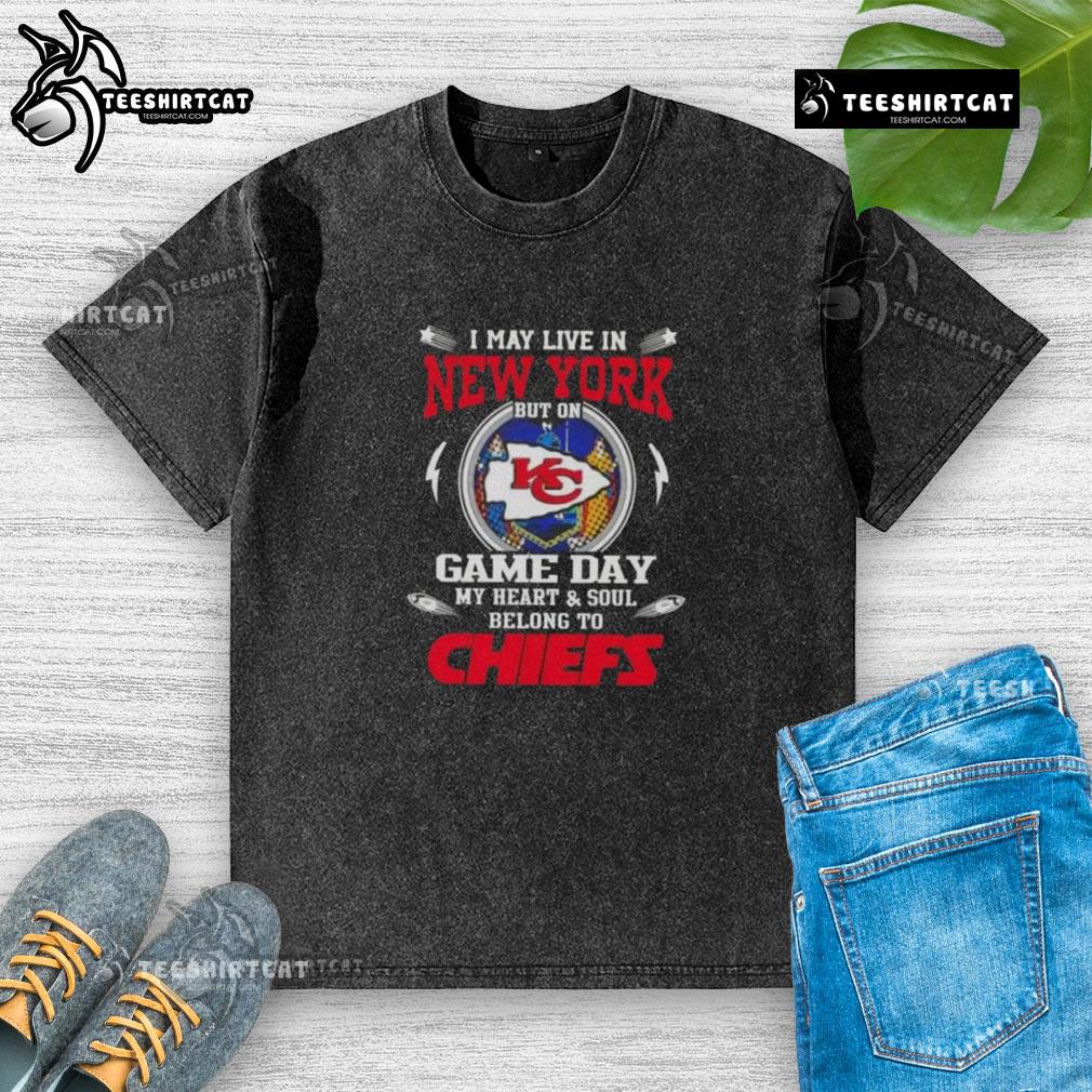 Alt Text: Kansas City Chiefs washed t-shirt expressing loyalty, perfect for game day, even from New York City.
