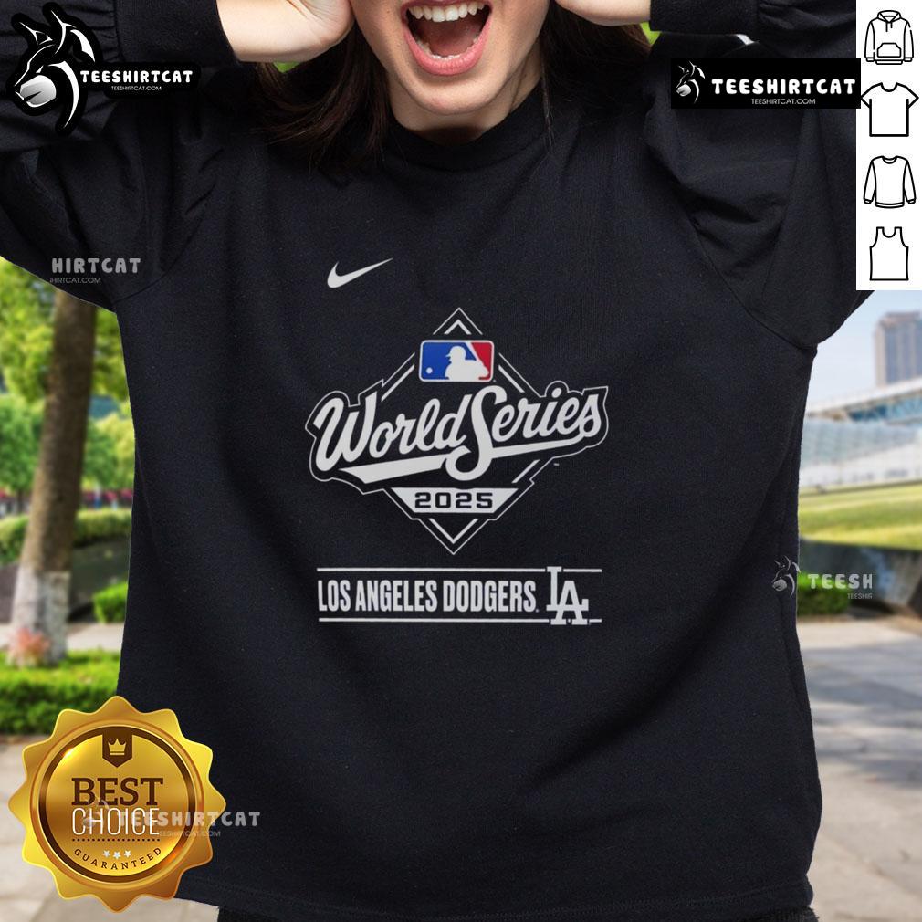 Pretty Los Angeles Dodgers 2025 National League Champions logo sweatshirt showcasing team pride and style.