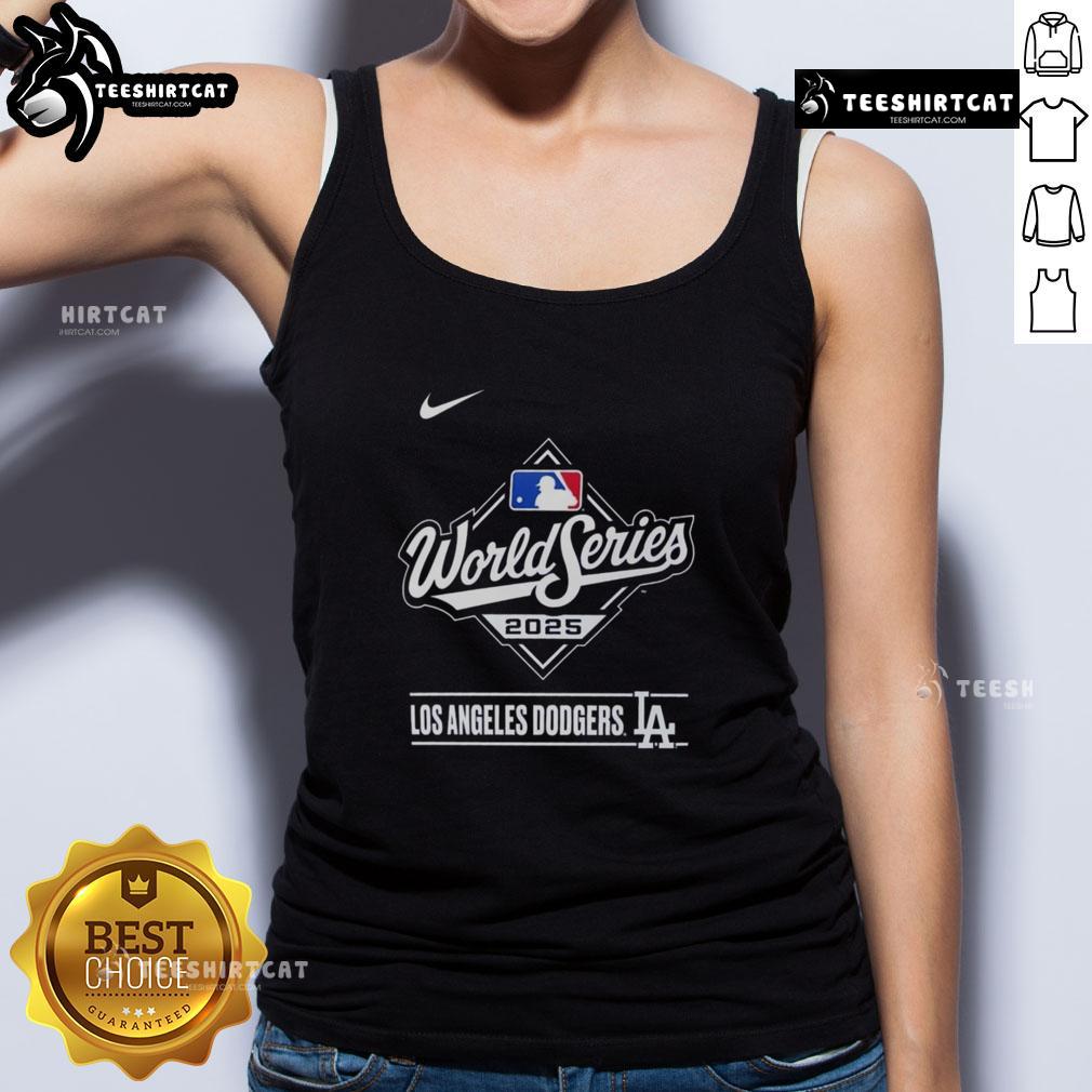 Pretty Los Angeles Dodgers 2025 National League Champions logo tank top showcasing team pride in stylish design.