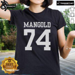 Pretty New York Jets Nick Mangold 74 ladies tee featuring vibrant team colors and stylish design for female fans.
