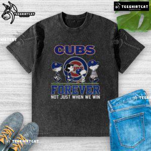Pretty Snoopy and Friends X Chicago Cubs Forever T-Shirt for Baseball Lovers, showcasing a fun and colorful design.