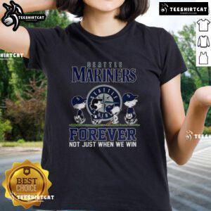 Pretty Snoopy and Friends X Seattle Mariners tee for baseball lovers, perfect for showing team spirit anytime.