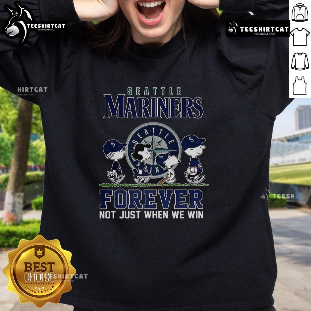 Pretty Snoopy and Friends X Seattle Mariners sweatshirt for baseball lovers, showcasing fun design celebrating sports spirit.