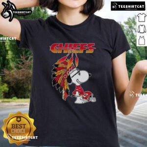 Pretty Snoopy War Bonnets Kansas City Chiefs football helmet ladies tee, featuring a stylish design perfect for fans.