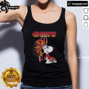 Pretty Snoopy War Bonnets tank top featuring Kansas City Chiefs football helmet design, perfect for game day.