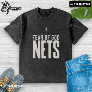 Top Brooklyn Nets NBA Fear of God washed t-shirt featuring stylish design and team logo, perfect for fans.