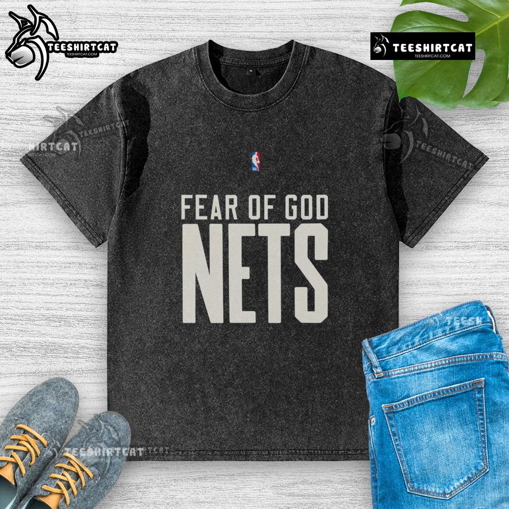 Top Brooklyn Nets NBA Fear of God washed t-shirt featuring stylish design and team logo, perfect for fans.