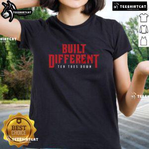 Top Built Different Ten Toes Down Ladies Tee, showcasing stylish design and comfortable fit for women.