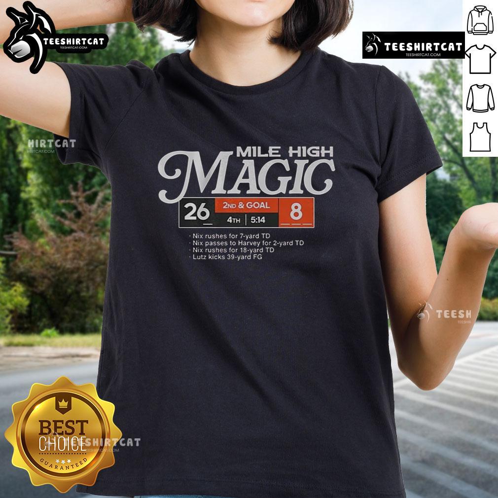 Top Denver Broncos football Mile High Magic ladies tee featuring a stylish design and vibrant team colors.