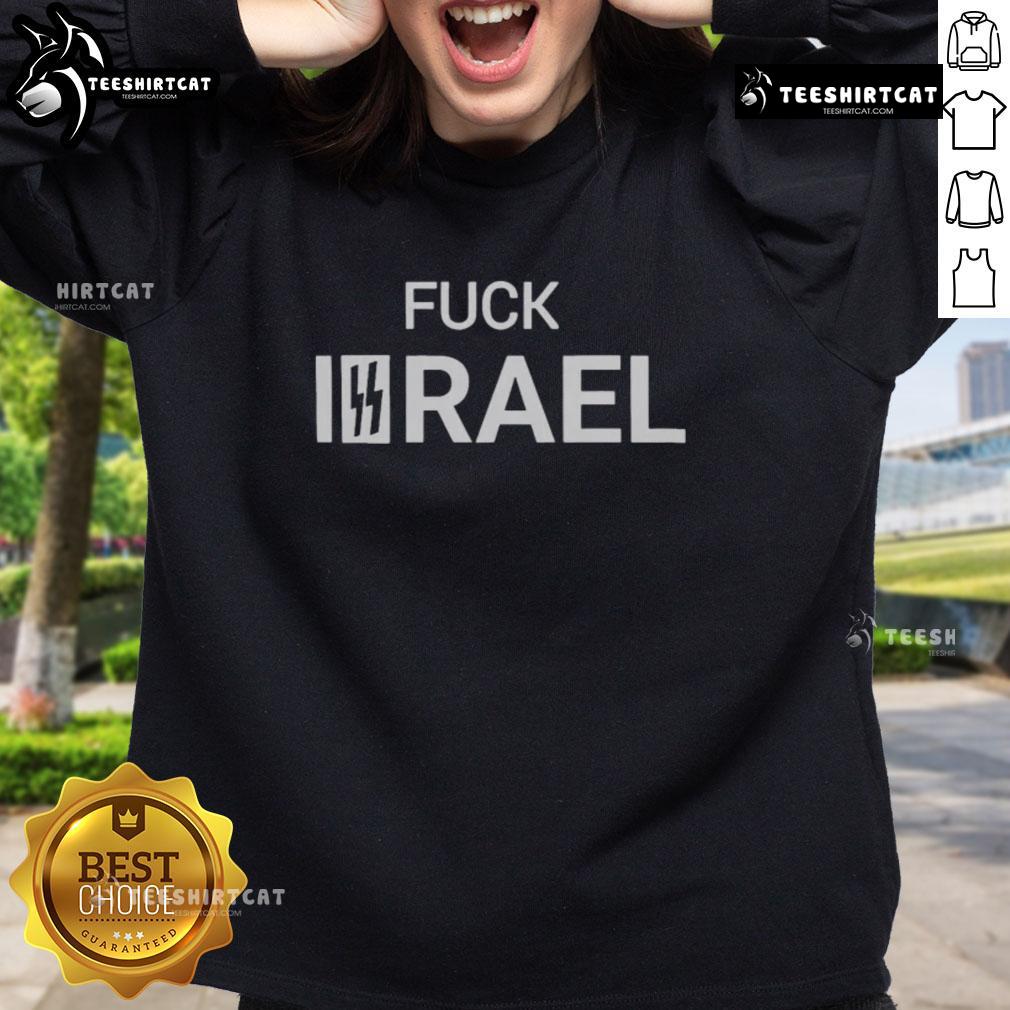 Top Fck Israel sweatshirt featuring bold text design for a stylish statement on political expression.