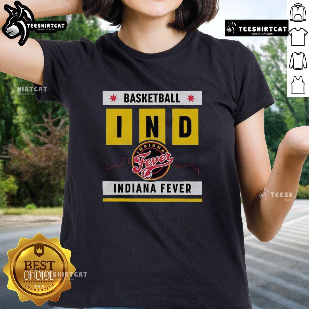 Top Indiana Fever Basketball Skyline Ladies Tee featuring vibrant design and team colors, perfect for fans.