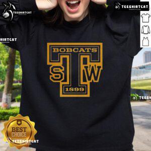 Top Maroon Southwest Texas Bobcats Cuar Texas State 1899 Sweatshirt featuring bold logo and comfortable design.
