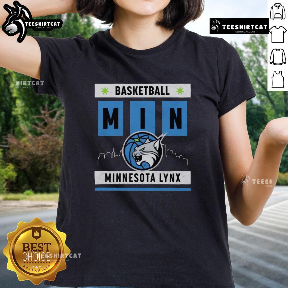 Top Minnesota Lynx basketball skyline ladies tee featuring vibrant team colors and stylish design for fans.