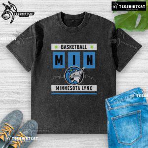 Top Minnesota Lynx Basketball Skyline Washed T-Shirt showcasing team spirit with a stylish design in vibrant colors.