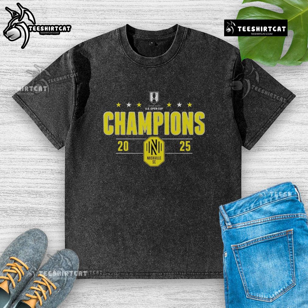 Top Nashville SC 2025 Lamar Hunt U.S. Open Cup Champions washed t-shirt showcasing team pride and victory.