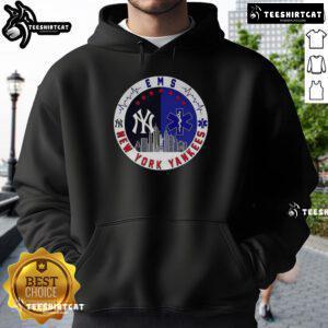 Alt Text: Top New York Yankees MLB X EMS Star of Life Skyline Logo Hoodie featuring iconic design and vibrant colors.