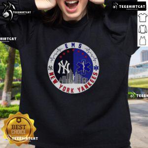 New York Yankees MLB X EMS Star of Life skyline logo sweatshirt showcasing team spirit and stylish comfort.