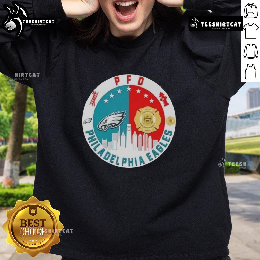 Philadelphia Eagles football skyline sweatshirt featuring team colors and logo, perfect for fans and stylish game day wear.