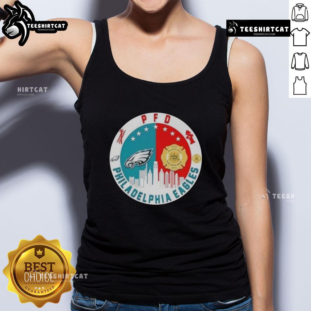 Top PFD Philadelphia Eagles football skyline tank top featuring iconic city skyline and team colors for fans.
