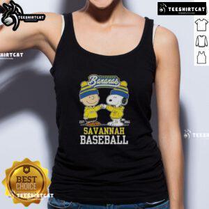 Top Peanuts Charlie Brown and Snoopy Savannah Bananas baseball tank top, established 2016, perfect for fans and summer wear.