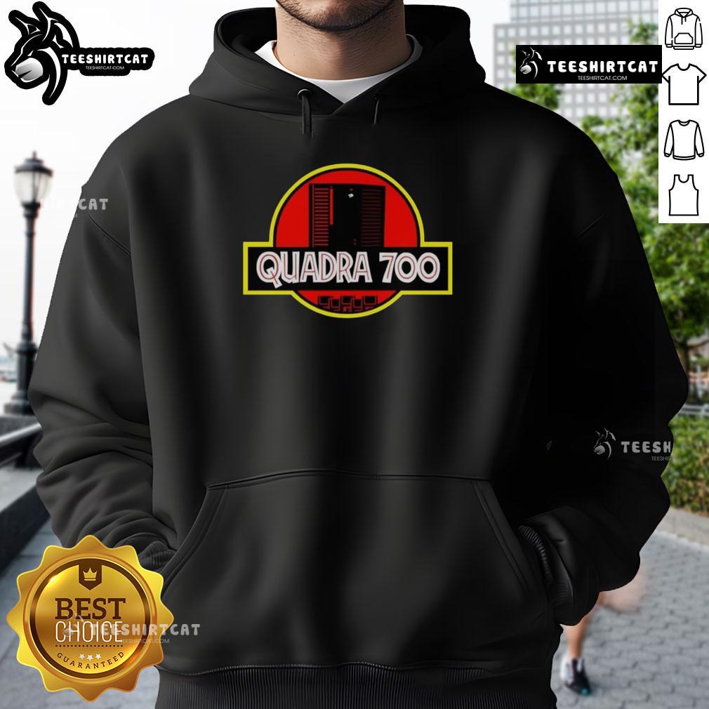 Top Quadra 700 X Jurassic Park hoodie featuring vibrant dinosaur graphics and a cozy design for fans of the classic film.