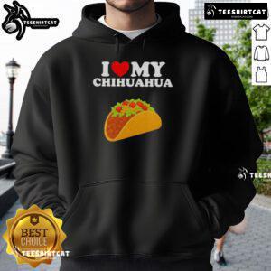 Top Taco I Love My Chihuahua hoodie featuring a cute taco graphic and vibrant colors, perfect for dog lovers.