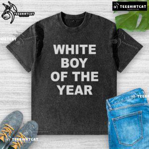 Top White Boy of the Year washed t-shirt featuring a stylish design, perfect for casual outfits and everyday wear.