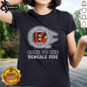Awesome Star Wars Cincinnati Bengals Side Ladies Tee featuring a stylish design for fans and women.