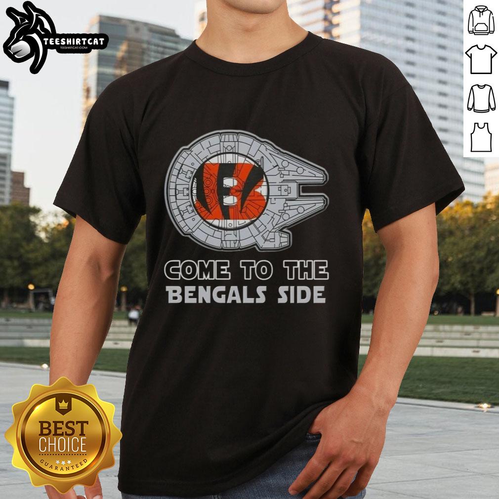 Awesome Star Wars Come To The Cincinnati Bengals Side T-Shirt featuring iconic characters and team colors for fans.