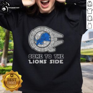 Awesome Star Wars Come To The Detroit Lions Side Sweatshirt featuring vibrant graphics and team colors for fans.