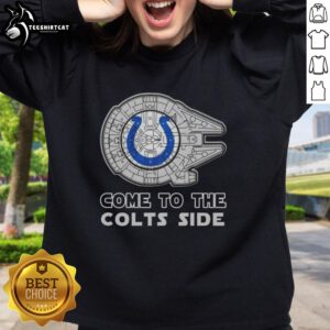 Awesome Star Wars Come to the Indianapolis Colts side sweatshirt featuring iconic characters and team colors.