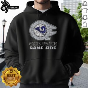 Awesome Star Wars hoodie featuring Los Angeles Rams logo, perfect for fans blending sports and sci-fi style.