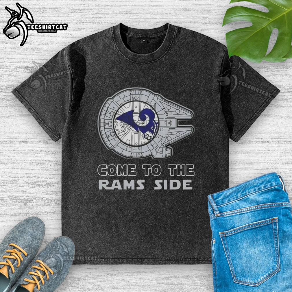 Awesome Star Wars Los Angeles Rams side washed t-shirt featuring iconic designs and vibrant colors for fans.