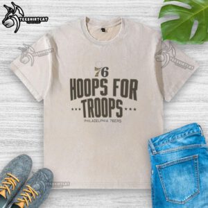Nice Hoops For Troops Philadelphia 76ers Basketball washed t-shirt featuring team logo and sporty design.