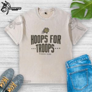 Nice Hoops for Troops Phoenix Suns basketball washed t-shirt, featuring team logo and vibrant colors for fans.