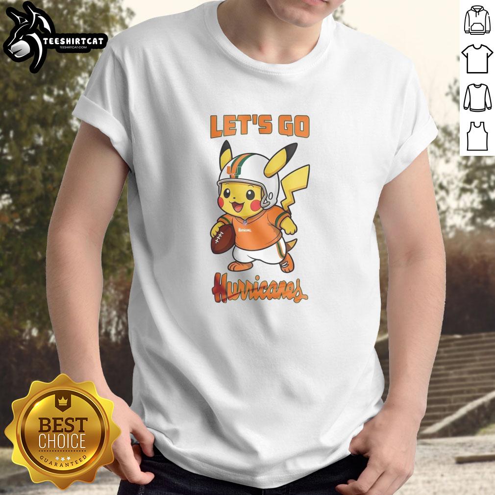 Nice Miami Hurricanes X Pikachu Let'S Go T-Shirt featuring vibrant colors and a unique design for fans and collectors.