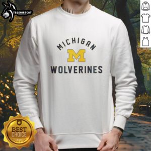 Cozy Nice Michigan Wolverines sweatshirt in blue and maize, perfect for avid fans, showcasing team spirit and style.