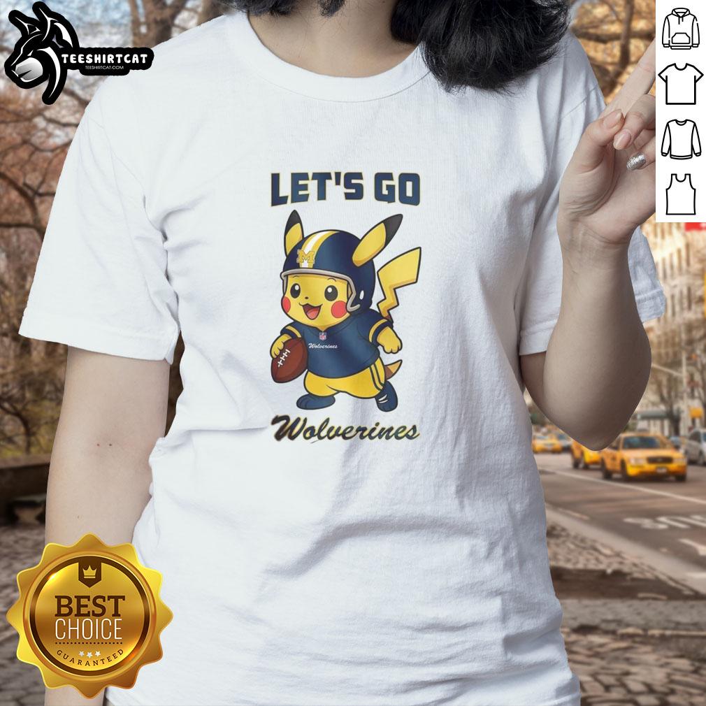 Nice Michigan Wolverines X Pikachu Let's Go Ladies Tee featuring a vibrant design for fans and gamers alike.