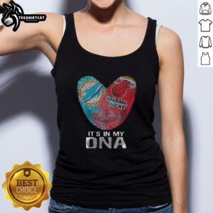 Miami City Sports Dolphins tank top featuring DNA fingerprint heart design, perfect for fans of Miami Dolphins.