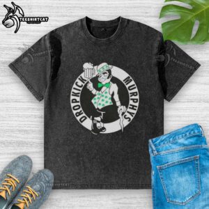 Alt Text: Original Dropkick Murphys band logo on a washed t-shirt, showcasing a vintage design for fans of punk rock apparel.