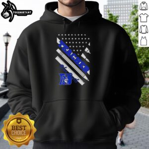 Original Duke Blue Devils X Teacher American Flag Hoodie showcasing vibrant colors and school spirit for fans.