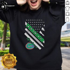 Alt Text: Original Florida Gators X Teacher American Flag Sweatshirt, featuring a patriotic design perfect for fans and educators.