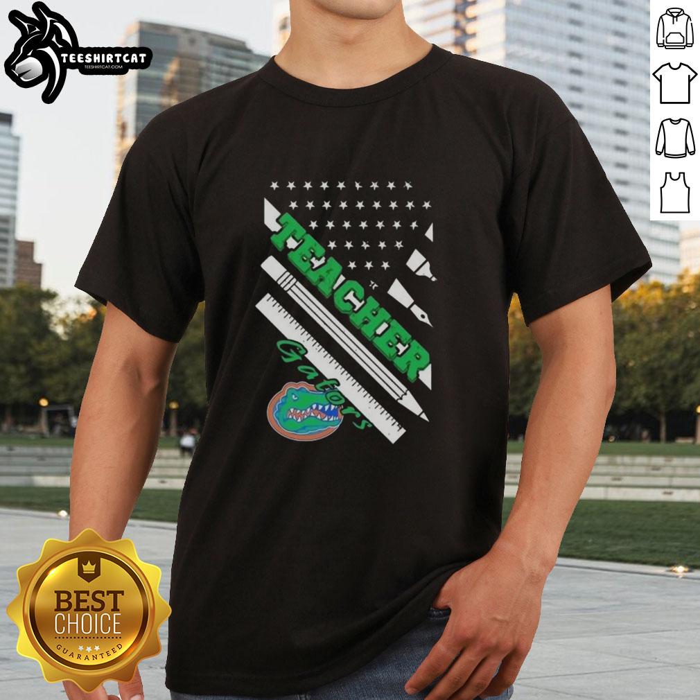 Alt Text: Original Florida Gators X Teacher American Flag T-Shirt featuring a patriotic design and vibrant colors.